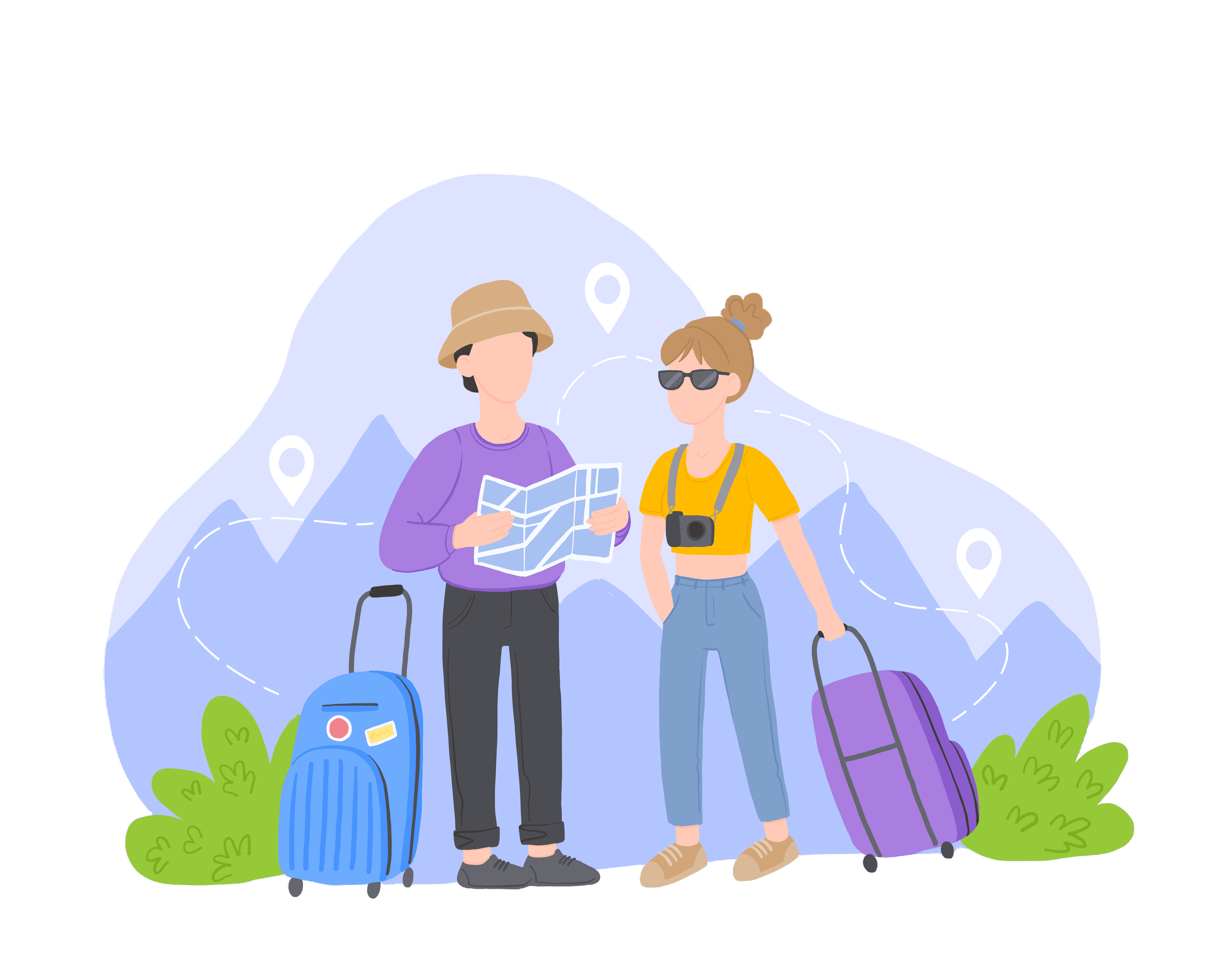 3D character traveler with luggage